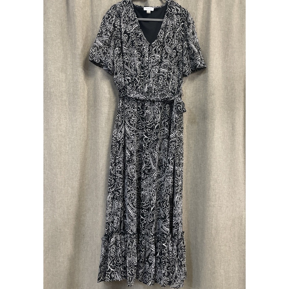 Calvin Klein Women's Black White Ruffle Dress size 8